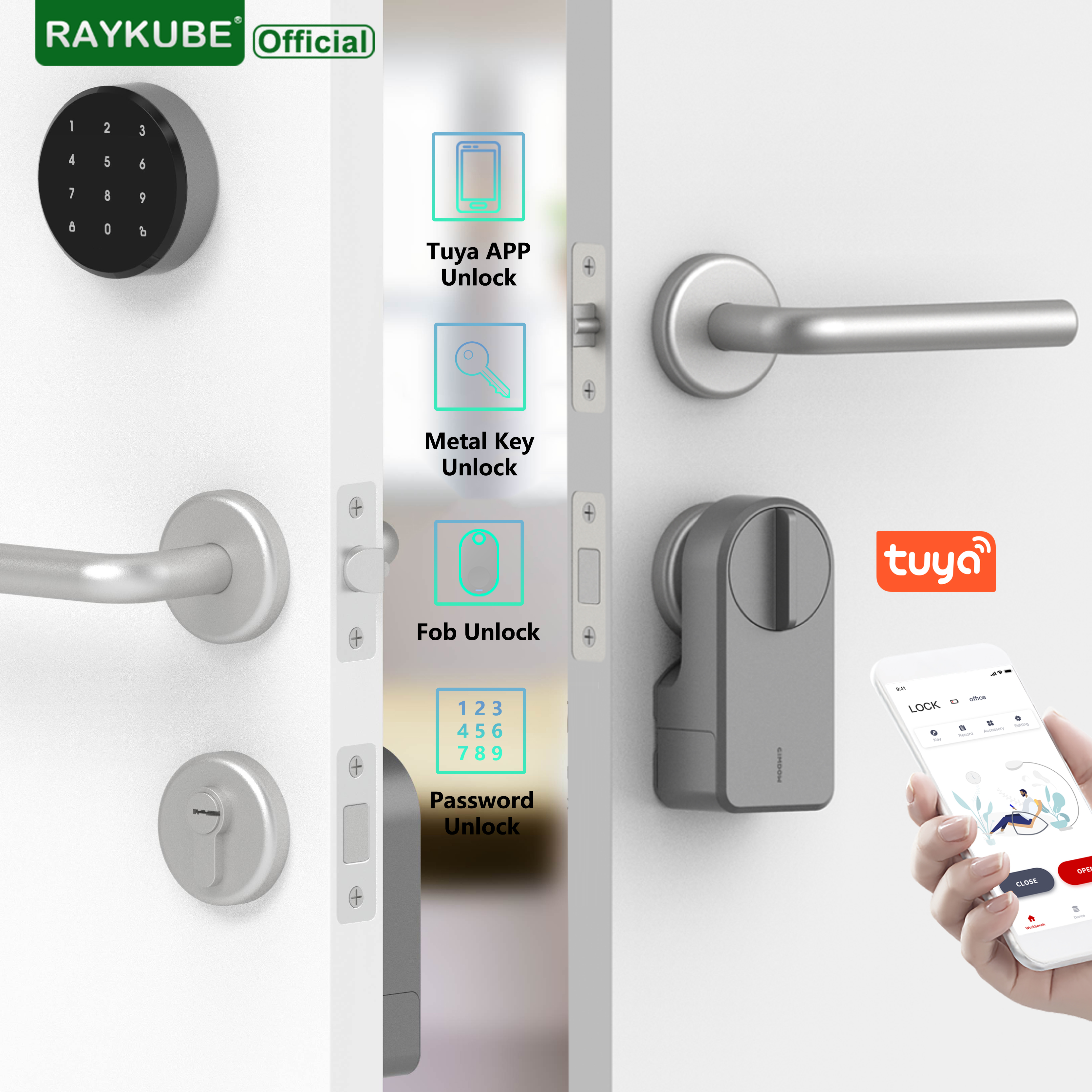 RAYKUBE A1 Pro Tuya BEL Smart  - Glass Door Hinge recension och pris