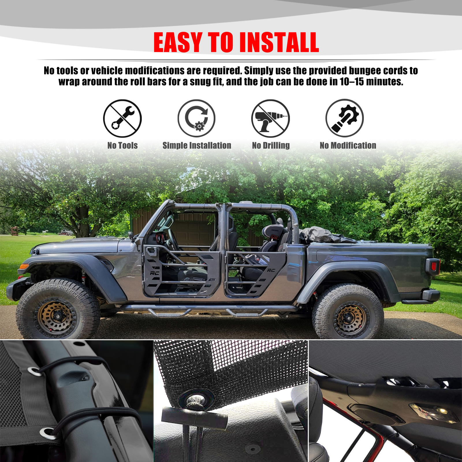 For Jeep Gladiator JT 4 Door A - Screen Top Mesh recension och pris