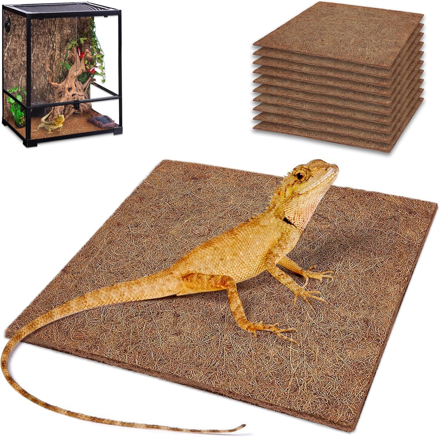 10 Pcs Reptile Carpet, 12x12 i - Substrate Coconut Fiber recension och pris
